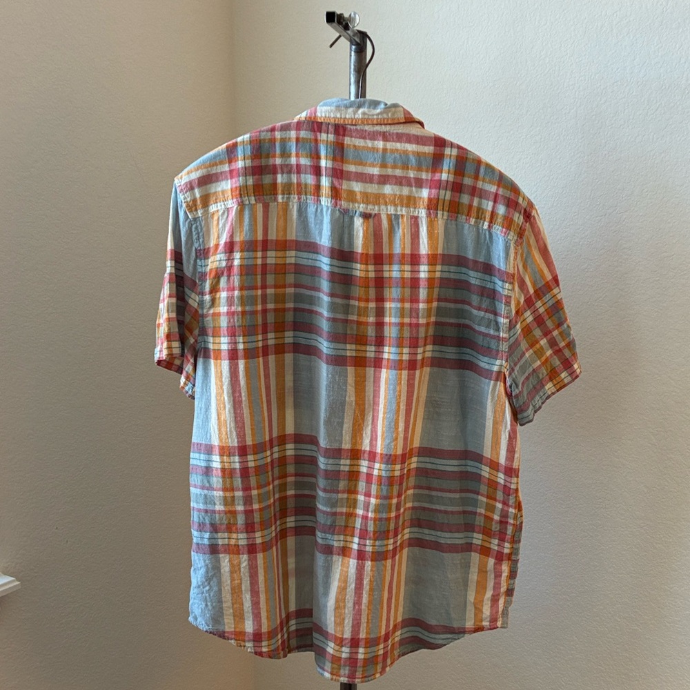 Lucky Brand Mens XL plaid short sleeve button down 100% cotton EUC - Picture 2 of 5